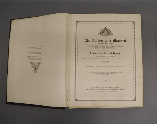 World War I - Australia: The All-Australia Memorial, A Historical Record of National Effort, qto, original cloth,